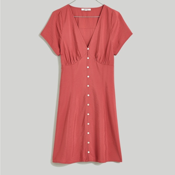 Madewell Shirred Button-Front Mini Dress - Picture 3 of 4
